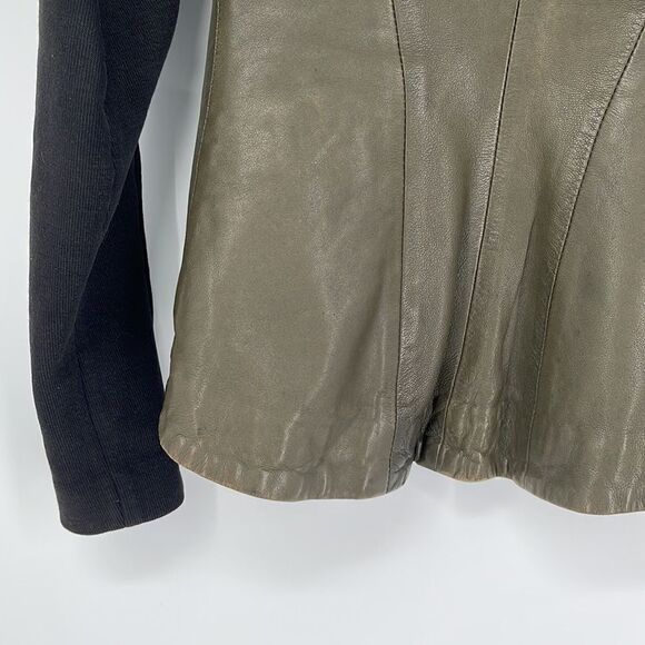 Improvd Knit Sleeve Lambskin Leather Moto Jacket - Picture 10 of 16